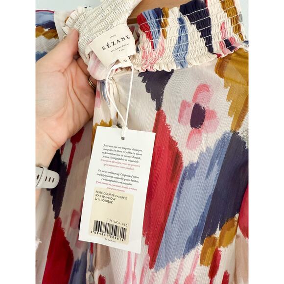 Sézane Sezane | NWT Palerme Dress in Ikat Rainbow | Sz 34 / US Sz 2 - Picture 13 of 13